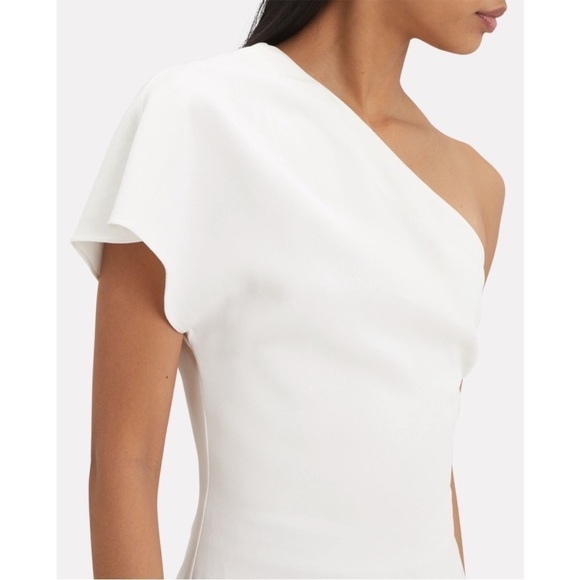 CUSHNIE One Shoulder Tie Dye‎ Short Sleeve Draped Asymmetrical Tunic Blouse 10 - Picture 8 of 11